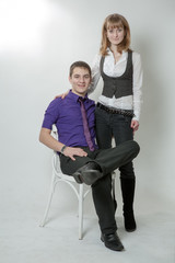 young man and woman on a walk, happiness