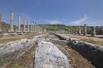 Road to The Nympahion of Kestros of Perge Ancient City in Antalya, Turkey