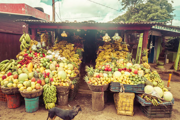 Sales of fruit and vegetables in the center