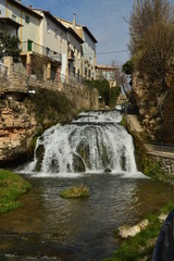 Beautiful Cascades Of The River Cifuentes To Its Pass By Trillo Leaving In The Tagus River. Nature,...