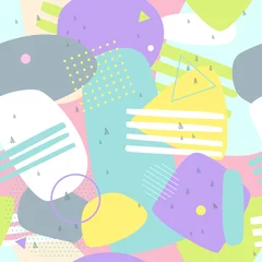  Memphis naadloze patronen. Abstracte kleurrijke achtergrond voor afdrukken en website banner ontwerp, behang en textiel stof print. vector illustratie © Moko22