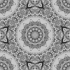 Floral Geometric Pattern with hand-drawing Mandala. Vector super illustration. For fabric, textile, bandana, scarg, print.