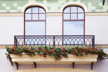 Fototapeta na wymiar decorative balcony with flowers