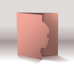 Greeting card with a portrait (silhouette) of a little girl in profile.