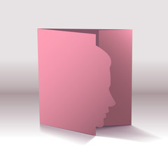 Greeting card with a portrait (silhouette) of a girl in profile.