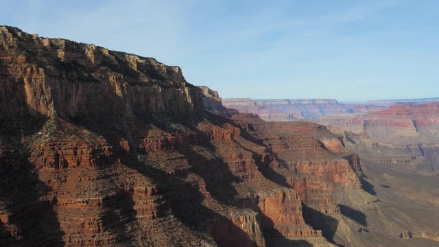 Pan Of Amazing Beauty View Of The Red Rock Wall And Gorge Of The Grand Canyon