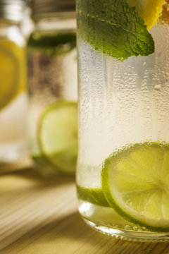 vertical photo of an ice cold lemonade for summer