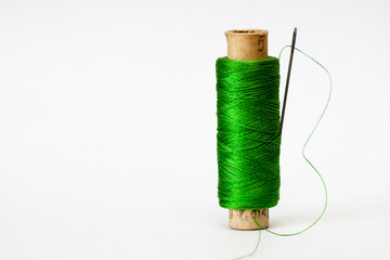 Silk green thread.