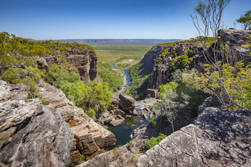 spectacular view over Arnhem Plateau and Kakadu National Park from top of the Jim Jim fals, northern Terrtory, Australia © Uwe