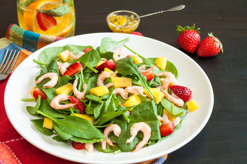 Fresh spinach fruit salad.