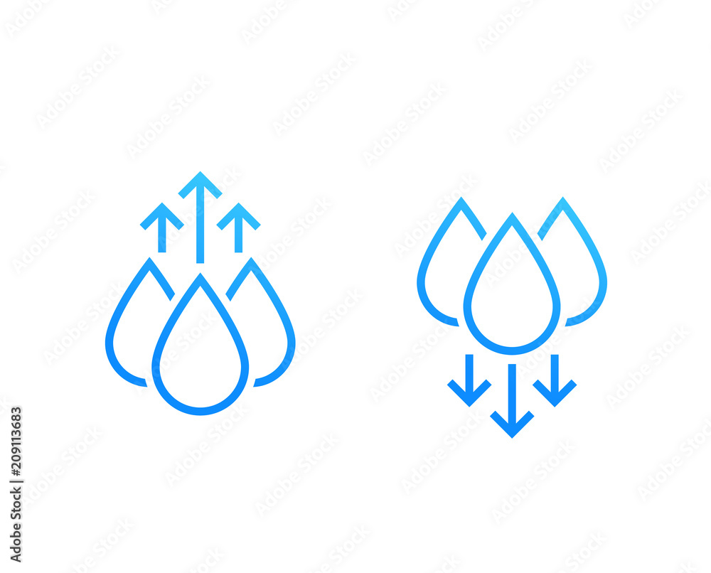 Poster humidity level up and down vector icons