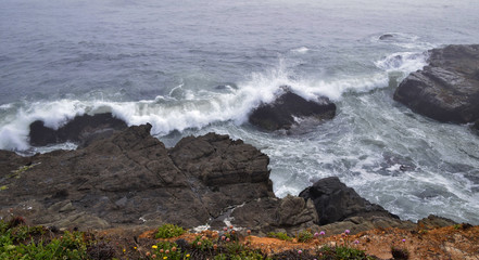 Waves crashing on N. California coast