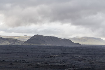 Black highlands in Iceland. Off road interior landscape.