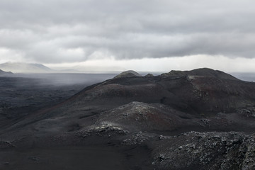 Black highlands in Iceland. Off road interior landscape.