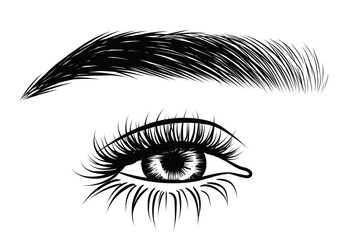 Fashion illustration with intense smoky eye make up and sexy glowy eye.Extra look for holiday/party/birthday Idea for business visit card, typography vector.Perfect salon look