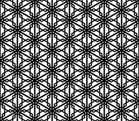 Japanese seamless pattern Kumiko black and white silhouette lines with a large thickness