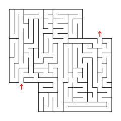 Abstract square isolated maze. Black color. An interesting and useful game for children and adults. Simple flat vector illustration. With a place for your image