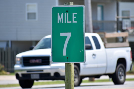 Mile marker 7 and 7.5 on Outer Banks of North Carolina