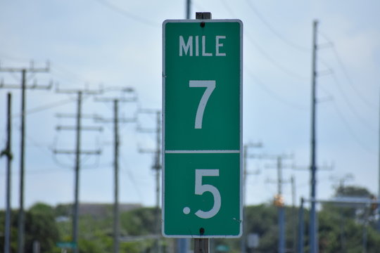 Mile marker 7 and 7.5 on Outer Banks of North Carolina