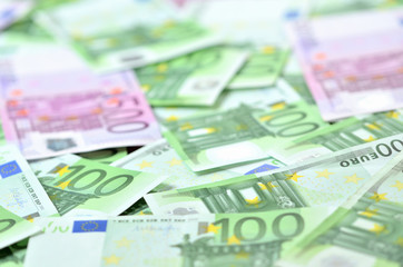 Euro banknotes texture background with limited DOF