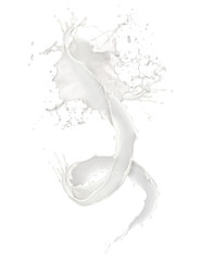 Éclaboussure abstraite de lait sur fond blanc