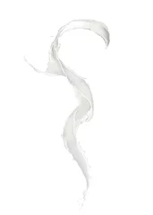 Papier Peint photo autocollant Milk-shake Éclaboussure abstraite de lait sur fond blanc