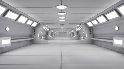 3d Render. Futuristic interior environment