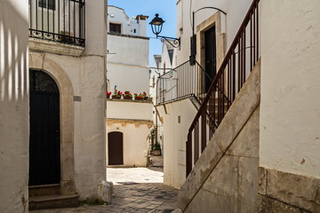 The crooked streets of Locorotondo in Puglia. 