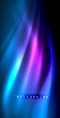 Neon glowing wave, magic energy and light motion background