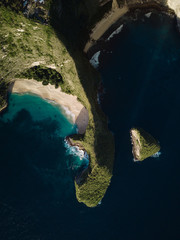 coast of tropical island and ocean view from above