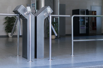 Passage with a turnstile.