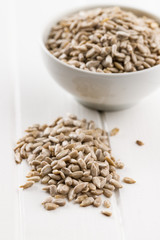 Peeled sunflower seeds.