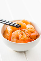 Tasty marinated shrimps.