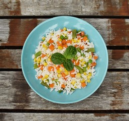 Rice and mixed vegetables