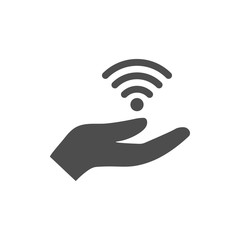 Open hand and wifi icon. Vector illustration. Flat design.