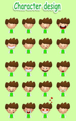 Collection of cartoon boy facial emotions