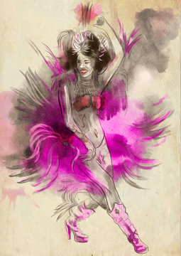 Carnival Dancer. An hand painted picure with some dancing woman.