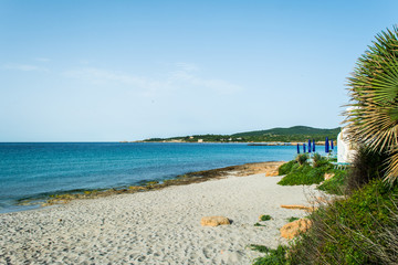 View of sardinian beach in the early morning
