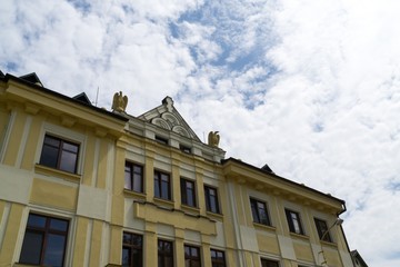 Obraz premium Clouds over the town. Slovakia