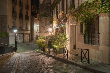 Fototapeta na wymiar Rue Poulbot at night