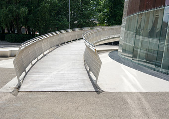building entrance with ramp for wheelchair