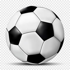 Voetbal bal geïsoleerd op transparante achtergrond met schaduw