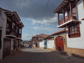 A traditional street in Villa de Leyva, Colombia