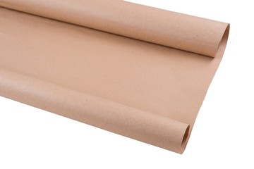 Isolated kraft paper on roll. Background, texture, copy space.