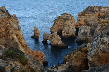 Amazing and unique cliffs formation with  sea arches, grottos and smugglers caves in Lagos,...