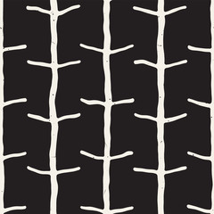 Fototapeta premium Simple ink geometric pattern. Monochrome black and white strokes background. Hand drawn ink texture for your design..