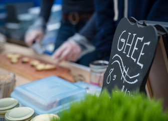 Sampling ghee at a Farmers' Market. Ghee is a class of clarified butter that originated from the Indian subcontinent. It is commonly used in South Asian and Middle Eastern cuisines,.