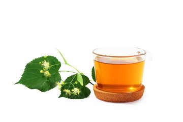 natural flower tea in a glass cup