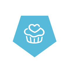 Blue Cupcake Icon, Pentagon Shape Icon Design, Simple Vector Logo Design