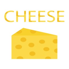 Flat icon cheese on white background. Vector illustration.